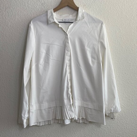 J. Jill Women White Shirt Collection White Button Up Pleated Hem Size Small. - Picture 3 of 11